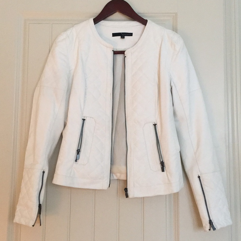 White Leather Jacket Size S